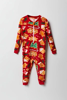 Combinaison Pyjama de famille en velours à imprimé friandises Noël pour tout-petit