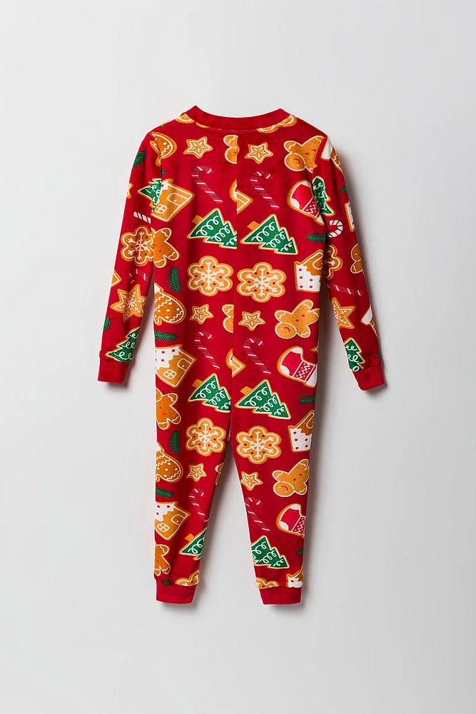 Combinaison Pyjama de famille en velours à imprimé friandises Noël pour tout-petit