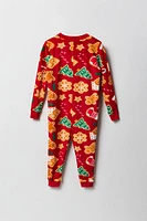 Combinaison Pyjama de famille en velours à imprimé friandises Noël pour tout-petit