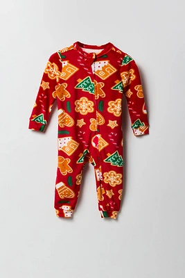 Combinaison Pyjama de famille en velours à imprimé friandises Noël pour bébé