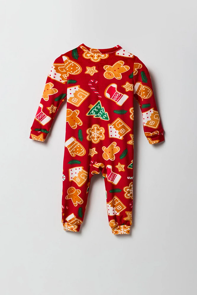 Combinaison Pyjama de famille en velours à imprimé friandises Noël pour bébé