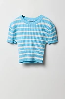 T-shirt en tricot côtelé rayé pour fille