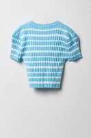 T-shirt en tricot côtelé rayé pour fille