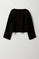 Girls Open Knit Boat Neck Sweater