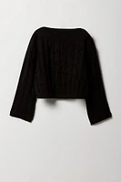 Girls Open Knit Boat Neck Sweater