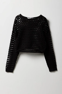 Girls Open Knit Sweater