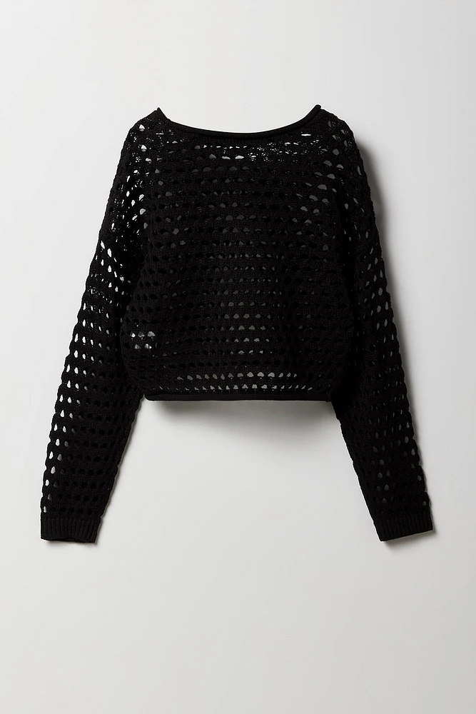 Girls Open Knit Sweater