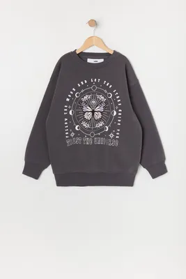 Girls Trust The Universe Graphic Oversized Sweater