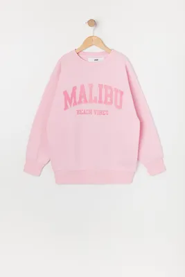 Girls Malibu Beach Graphic Oversized Sweater