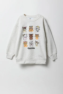 Girls Oversized Graphic Fleece Sweatshirt