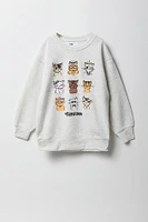 Girls Oversized Graphic Fleece Sweatshirt