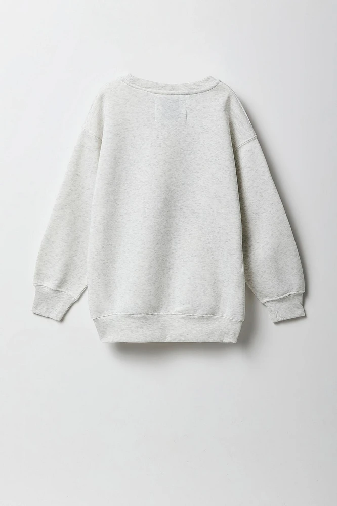 Girls Oversized Graphic Fleece Sweatshirt