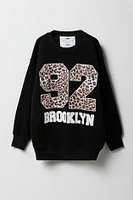 Girls Oversized Embroidered Fleece Sweatshirt