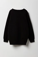 Girls Oversized City Embroidered Fleece Sweatshirt