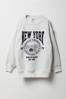 Girls Oversized City Embroidered Fleece Sweatshirt