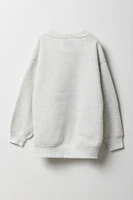 Girls Oversized City Embroidered Fleece Sweatshirt