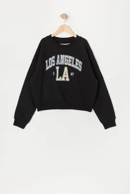 Girls Los Angeles Twill Embroidered Sweatshirt