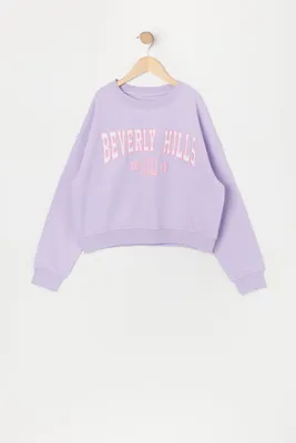 Girls Beverly Hills Twill Embroidered Sweatshirt