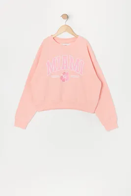 Girls Miami Twill Embroidered Sweatshirt