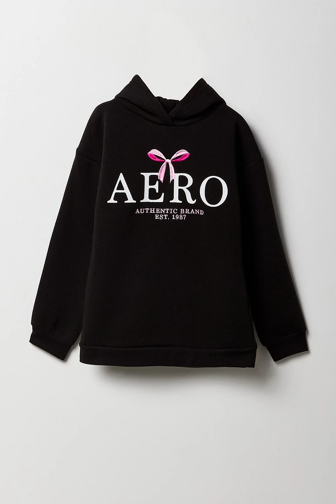 Girls Aero Bow Embroidered Fleece Hoodie