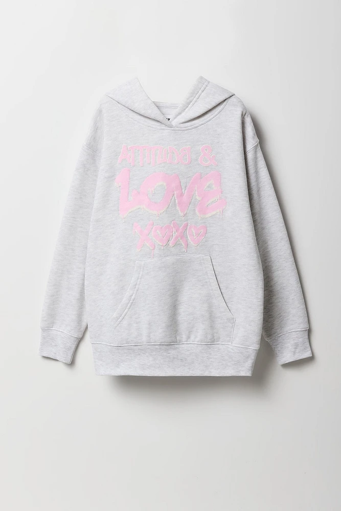 Girls Oversized Graphic Fleece Hoodie