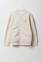 Blouson aviateur en molleton avec motif brodÃ© pour fille