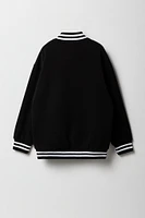 Girls Chenille Embroidered Fleece Varsity Jacket