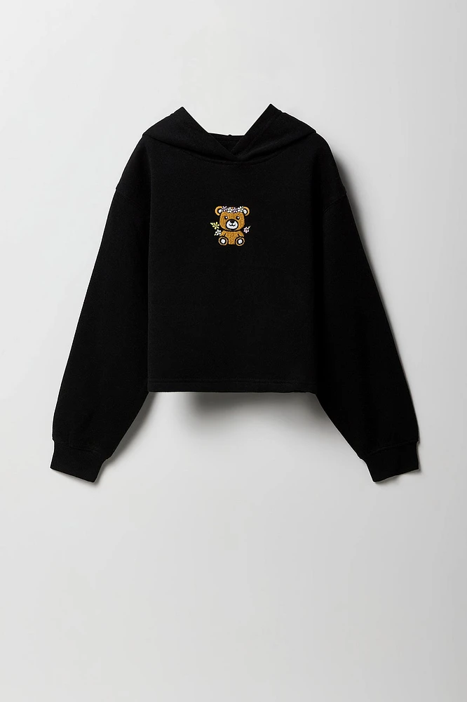 Girls Embroidered Fleece Hoodie