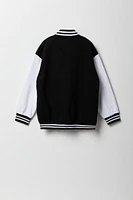 Girls Chenille Embroidered Fleece Varsity Jacket