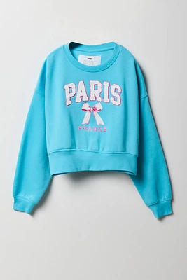 Girls Paris Chenille Embroidered Fleece Sweatshirt