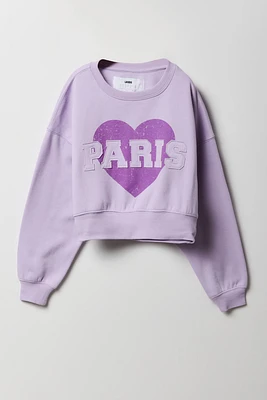 Girls Paris Patched Fleece Sweatshirt