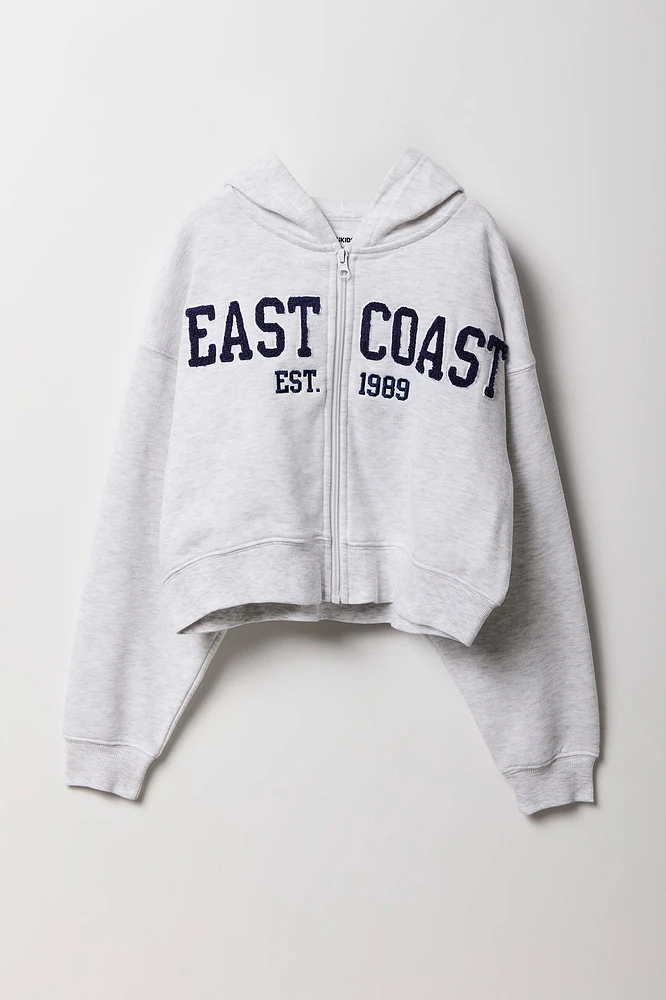 Girls East Coast Chenille Embroidered Zip-Up Fleece Hoodie