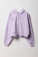 Girls London 3 Embroidered Zip-Up Fleece Hoodie