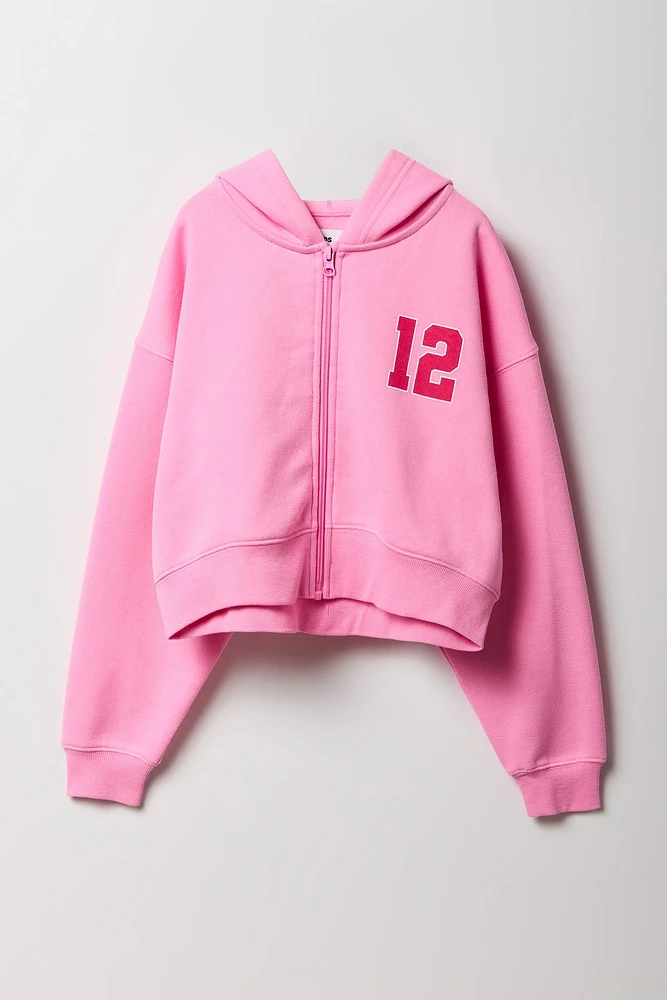 Girls 12 Graphic Zip-Up Fleece Hoodie