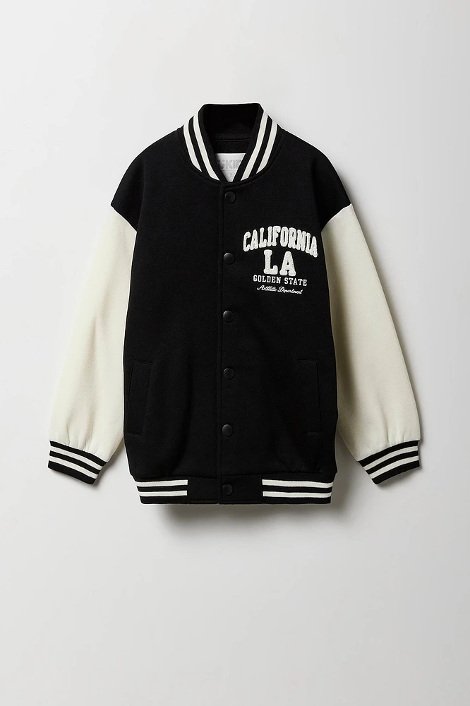 Girls Fleece Varsity Jacket