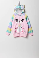 Girls Pink Unicorn Zip-Up Character Hoodie