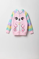 Girls Pink Unicorn Zip-Up Character Hoodie