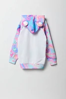 Girls Rainbow Swirl Bear Character Hoodie