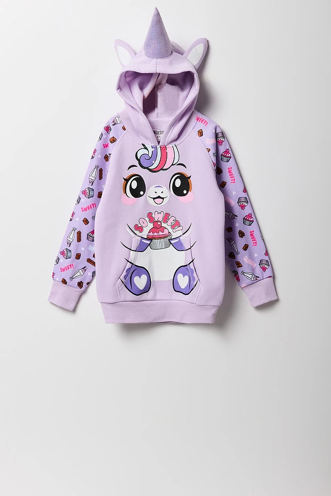 Girls Unicorn Cupcake Character Hoodie