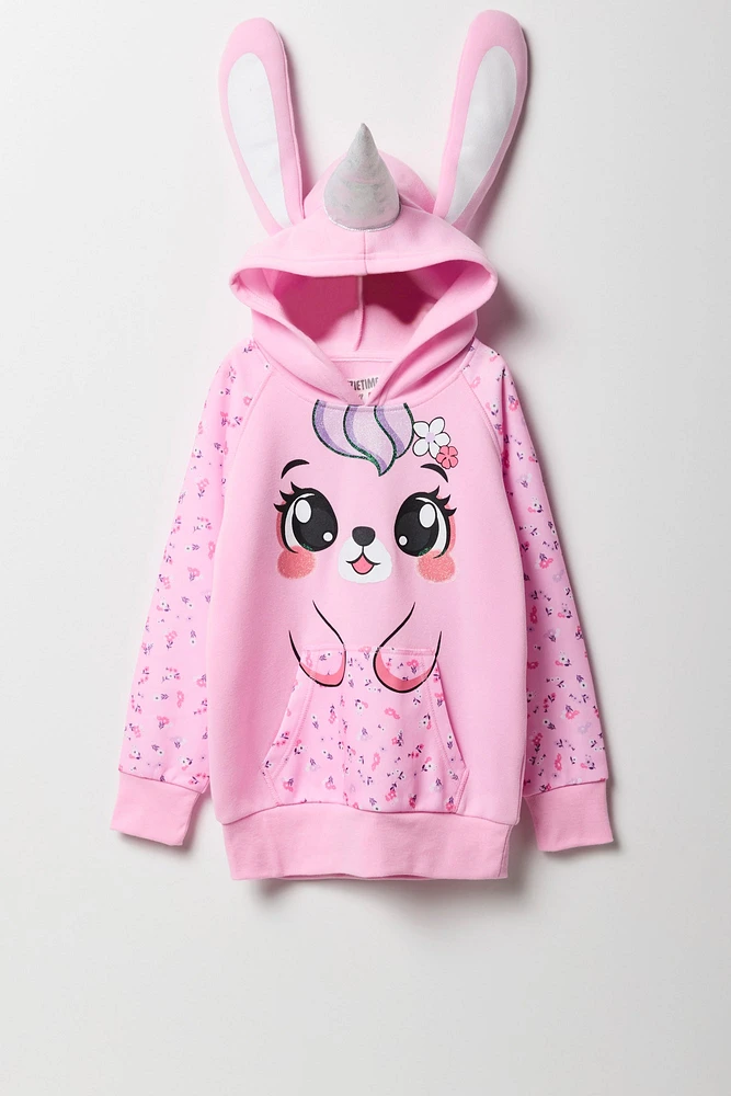 Girls Flower Bunny Character Hoodie