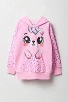 Girls Flower Bunny Character Hoodie