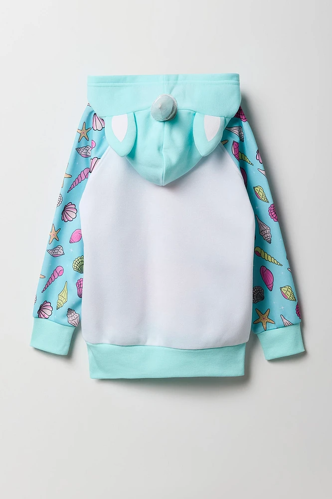 Girls Seashell Unicorn Character Hoodie