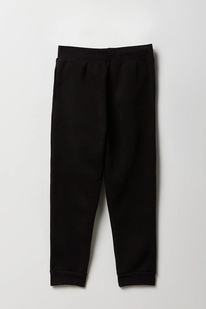 Jogger en molleton noir avec motif brodé Aero pour fille