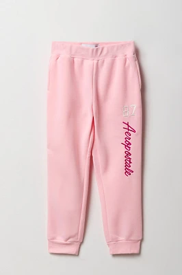 Jogger en molleton rose avec motif brodÃ© Aero pour fille