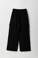 Girls Fleece Wide Leg Cargo Sweatpant