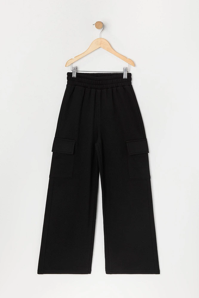 Girls Fleece Wide Leg Cargo Pant