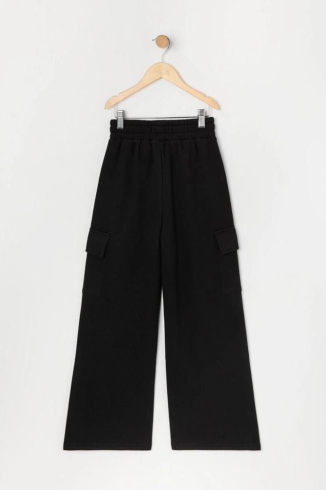 Girls Fleece Wide Leg Cargo Pant