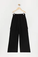 Girls Fleece Wide Leg Cargo Pant