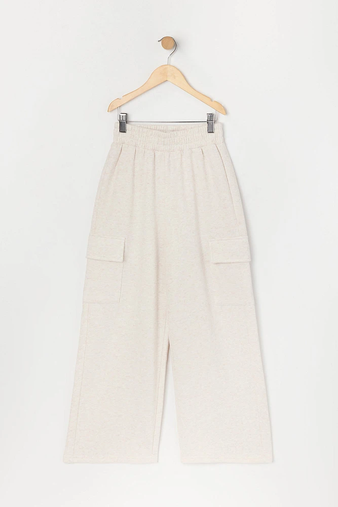 Pantalon cargo en molleton Ã  jambe large pour filles