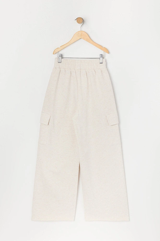 Pantalon cargo en molleton Ã  jambe large pour filles